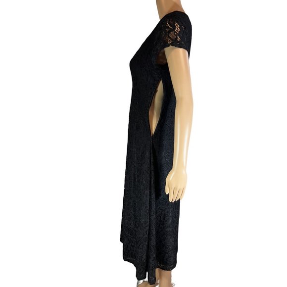 UO Urban Outfitters Imogen Black Lace Midi Dress Size M - Picture 3 of 7